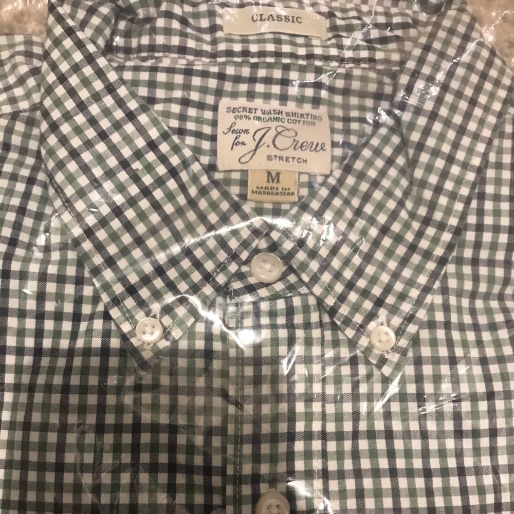NWT Green and White J. Crew Dress Shirt - Picture 2 of 5